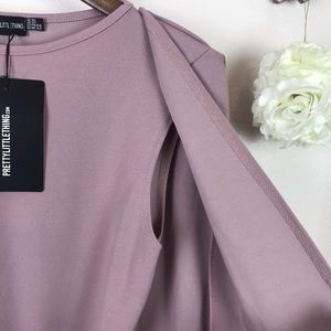 dusty pink cape style wrap midi dress